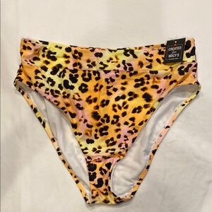 Bar III Leopard Print Bikini Bottom - Orange and Black